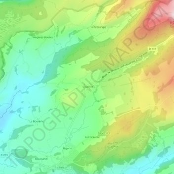 Mappa topografica Chareire, altitudine, rilievo
