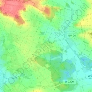 Mappa topografica Frettenshofen, altitudine, rilievo