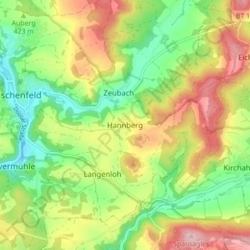 Mappa topografica Hannberg, altitudine, rilievo