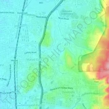 Mappa topografica Kurar, altitudine, rilievo