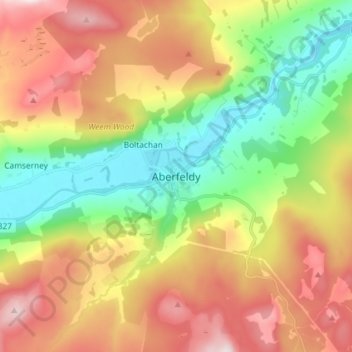 Mappa topografica Aberfeldy, altitudine, rilievo
