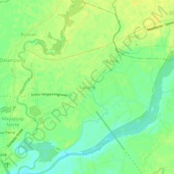 Mappa topografica Sapang, altitudine, rilievo