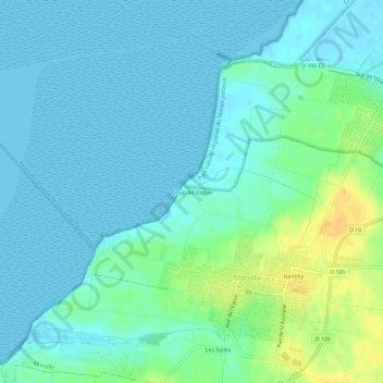 Mappa topografica Coup de Vague, altitudine, rilievo