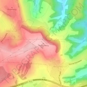 Mappa topografica Mottenberg, altitudine, rilievo