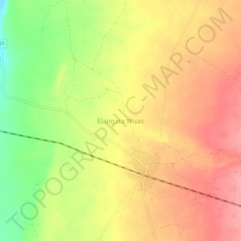Mappa topografica Elangata Wuas, altitudine, rilievo