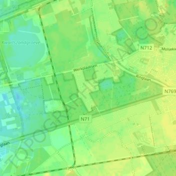 Mappa topografica Lommel-Werkplaatsen, altitudine, rilievo