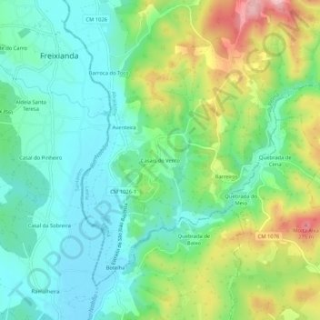 Mappa topografica Casais do Vento, altitudine, rilievo