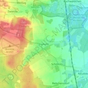 Mappa topografica Luckaitz, altitudine, rilievo