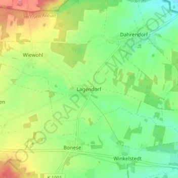 Mappa topografica Lagendorf, altitudine, rilievo