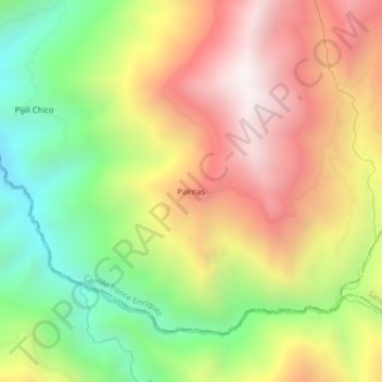 Mappa topografica Palmas, altitudine, rilievo
