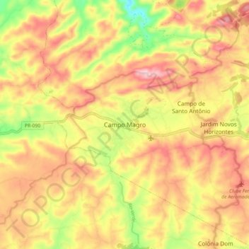 Mappa topografica Campo Magro, altitudine, rilievo