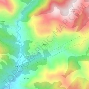 Mappa topografica Calvera, altitudine, rilievo