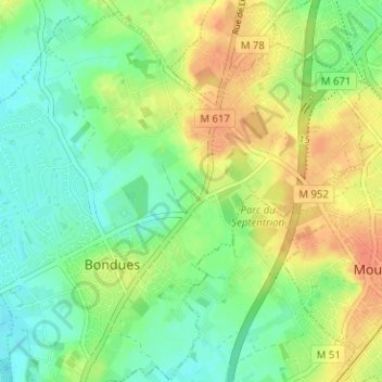 Mappa topografica Le Jambon, altitudine, rilievo