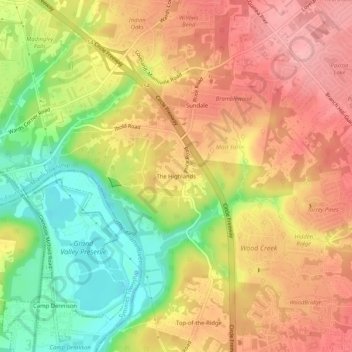 Mappa topografica The Highlands, altitudine, rilievo