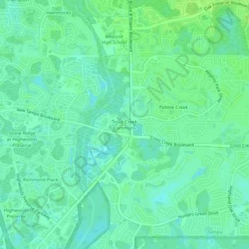 Mappa topografica Trout Creek Commons, altitudine, rilievo