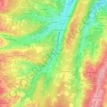 Mappa topografica Le Grand Passeloup, altitudine, rilievo