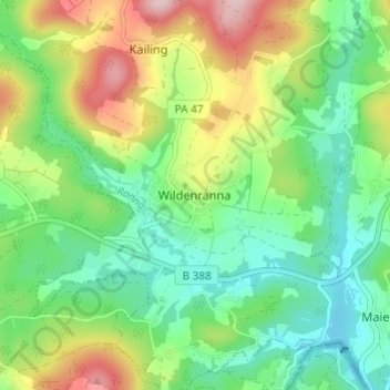 Mappa topografica Wildenranna, altitudine, rilievo
