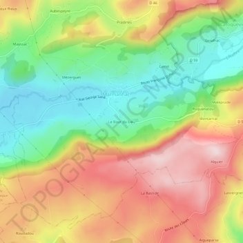 Mappa topografica Le Bout du Lieu, altitudine, rilievo