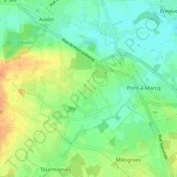 Mappa topografica Treupe, altitudine, rilievo