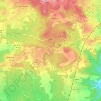 Mappa topografica Les Fayes, altitudine, rilievo