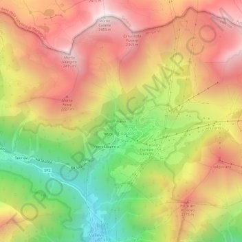 Mappa topografica Piano, altitudine, rilievo