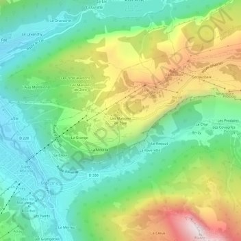 Mappa topografica Les Maisons de Zore, altitudine, rilievo