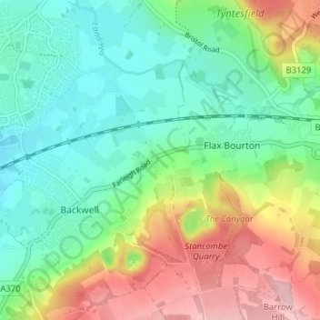 Mappa topografica Farleigh, altitudine, rilievo