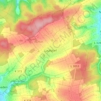 Mappa topografica Laufdorf, altitudine, rilievo