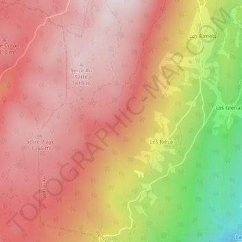 Mappa topografica Coulmes sur Rieux, altitudine, rilievo