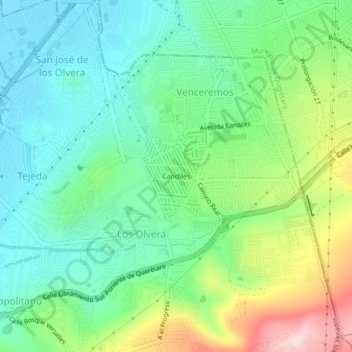 Mappa topografica Candiles, altitudine, rilievo