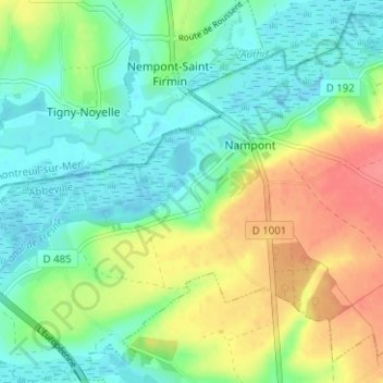 Mappa topografica Flexicourt, altitudine, rilievo
