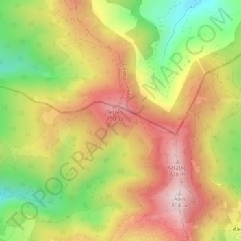 Mappa topografica Betayo, altitudine, rilievo