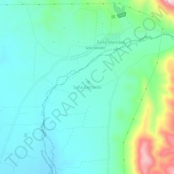 Mappa topografica Sella Cercado, altitudine, rilievo