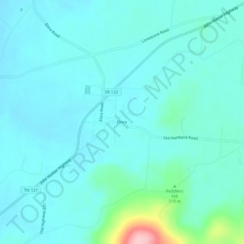 Mappa topografica Elora, altitudine, rilievo