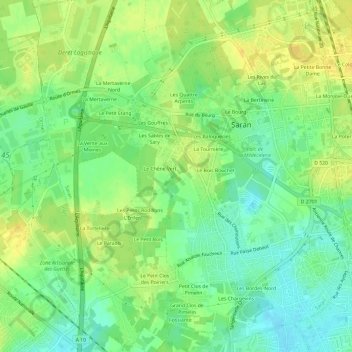 Mappa topografica Le Champ Rouge, altitudine, rilievo
