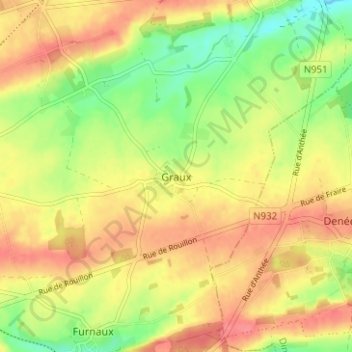 Mappa topografica Graux, altitudine, rilievo
