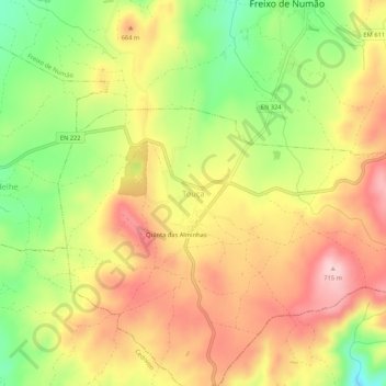 Mappa topografica Touça, altitudine, rilievo
