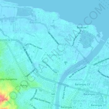 Mappa topografica Kauswagan, altitudine, rilievo