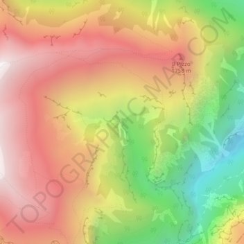Mappa topografica Cascata del Rio, altitudine, rilievo