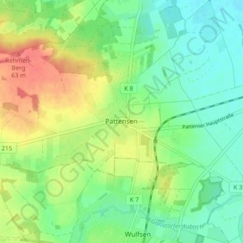 Mappa topografica Pattensen, altitudine, rilievo