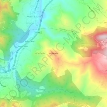 Mappa topografica Montepetra, altitudine, rilievo