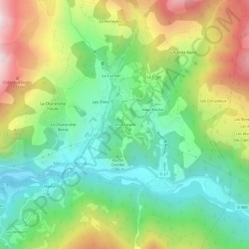Mappa topografica Serre Legier, altitudine, rilievo