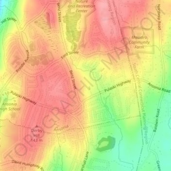 Mappa topografica Warsaw Park, altitudine, rilievo