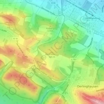 Mappa topografica Merkslohberg, altitudine, rilievo