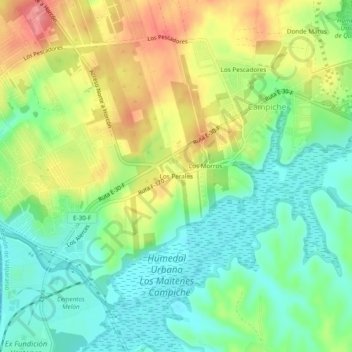 Mappa topografica Los Perales, altitudine, rilievo