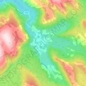 Mappa topografica Oppland, altitudine, rilievo