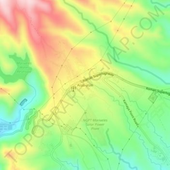 Mappa topografica Alas-asin, altitudine, rilievo