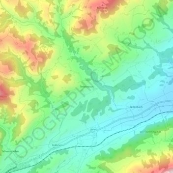 Mappa topografica Tellenmoos, altitudine, rilievo