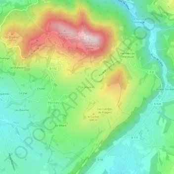 Mappa topografica Le Noyaret, altitudine, rilievo