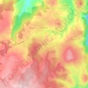 Mappa topografica Le Vernet, altitudine, rilievo